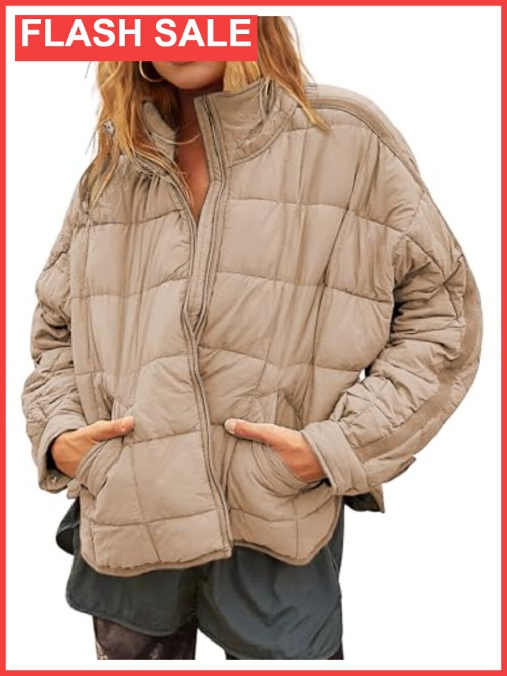 Oversized Quilted Puffer Jacket Lightweight Shacket Coat